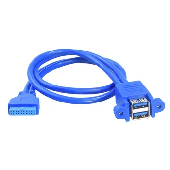 19 / 20 Pini de sex feminin USB antet pentru 2 porturi USB 3.0 Tyep O Femeie Cablu Dublu-punte Socket 19pin USB3.0 Splitter Cablu Șurub Cu Gaură