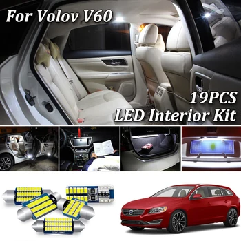19Pcs Nici o Eroare Alb Canbus Pentru Volvo V60 Vagon LED-uri Lumina de Interior + Lampa plăcuței de Înmatriculare Kit (2010-2018)
