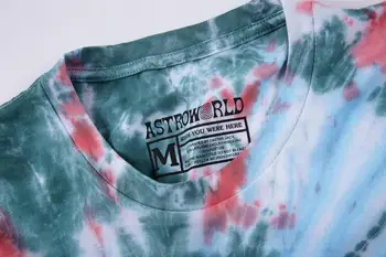 19SS Astroworld Tricouri Barbati Femei Străin de Fotbal Print Tie Dye Astroworld T-shirt Streetwear Hip Hop ASTROWORLD Tricou