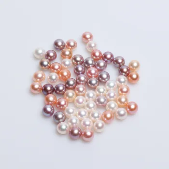 1buc/6-9mm,AAAA Natura Reală perle de apă dulce rotund margele vrac pentru Bijuterii DIY,Jumătate Forate natura alb roz violet perle