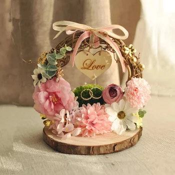 1buc creative pădure Cuib de logodna Căsătorit nume Personalizat Rustic flori de nunta purtător de inele cutii inel de perna flori