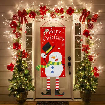 1BUC Crăciun Ușă Pridvor Banner Moș Crăciun, om de Zăpadă Crăciun Fericit Agățat Steagul Ornament de Crăciun Pentru Decor Acasă Navidad 2021