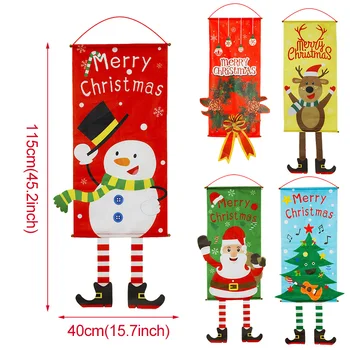 1BUC Crăciun Ușă Pridvor Banner Moș Crăciun, om de Zăpadă Crăciun Fericit Agățat Steagul Ornament de Crăciun Pentru Decor Acasă Navidad 2021
