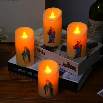 1buc Isus Hristos Lumânări Lampa LED-suport pentru lumânările pastilă Romantic aprind Lumânări Creative Votive fără flacără Baterie Electronica cel Mai frumos Cadou