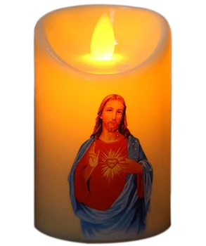 1buc Isus Hristos Lumânări Lampa LED-suport pentru lumânările pastilă Romantic aprind Lumânări Creative Votive fără flacără Baterie Electronica cel Mai frumos Cadou