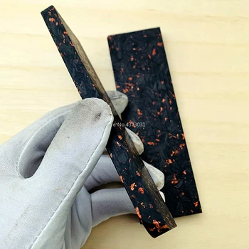 1bucată CF Folie de Cupru Pulbere de Compresie Patch Placa pentru DIY Mâner Cuțit Material Fibra de Carbon Negru de Marmură cu Rășină
