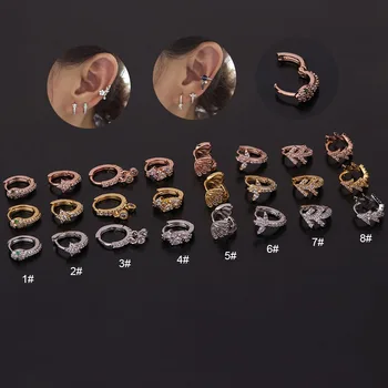 1bucată Diametru 8mm Neobișnuit Piercing Șarpe-forma Rotund Cercei pentru Femei 2020 Tendință de Bijuterii Personalitate Zircon Cercei