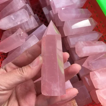 1kg Naturale Rose Quartz Crystal Point Bagheta Roz Cuarț de Cristal Turnul de Cristal Rose Obelisc Fund Plat de Vindecare 12-15 buc