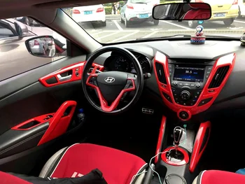 1lot autocolante Auto ABS Roșu fibra de carbon cereale decorarea interiorul capacului pentru anii 2011-2016 Hyundai Veloster Hatchback