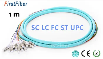 1m 12 Fibre Pigtail LC SC FC UPC Multimode 50/125 OM3 Grămadă 12 core Fibra Optica Coadă - 0.9 mm manta de PVC