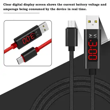 1M USB De Tip C Tensiune de Curent Tester de afisare Nailon Împletite Rapid de Încărcare De Tip C Cablu Pentru Samsung S9/Android