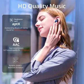 1MORE EHD9001TA Active Noise Cancelling Hibrid TWS Gaming Headset Bluetooth 5.0 Căști aptX / AAC HiFi Wireless de Încărcare