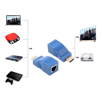 1Pair Albastra 1080P HDMI Extender-ului să RJ45 Rețea LAN HDMI Prelungire Peste Cat 5e/6 de Rețea LAN Ethernet Adaptor de la 30 de metri de Semnal FS