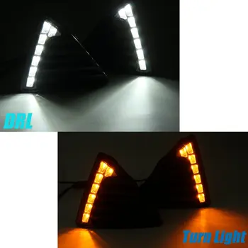 1pair LED DRL lumini de Zi Lumina Alb & Galben de Semnalizare Lampa de Lumina Pentru Ford Focus 2012 2013