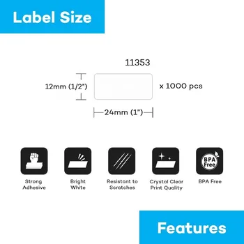 1Roll/1000buc 11353 Eticheta 24mm*12mm Hârtie Termică Compatibil pentru Dymo LabelWriter 400 450 450Turbo Printer SLP 440 450