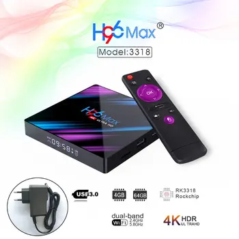 1Set H96 Max RK3318 Inteligent Android 9.0 TV Box 2.4 G/5G Quad-Core, WiFi, Bluetooth Set Top Box Ultra 3D Media Player Dispozitive