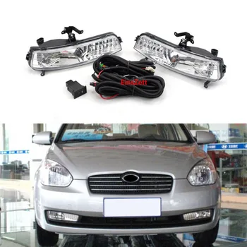 1set Mașină de Ceață Lumina de Asamblare Pentru Hyundai Accent/Verna 2006-2009 Bara Fata Lampa cu Halogen, Bec Lumina Zi cu Cablajul Comutatorului