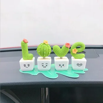 1Set Noi Desene animate DRAGOSTE Cactus Oală Scuturarea Plantelor Figura Mașină de gadget-uri Cadou de Acasă Jucării Decorare Jucării Plante Ornament Accesorii