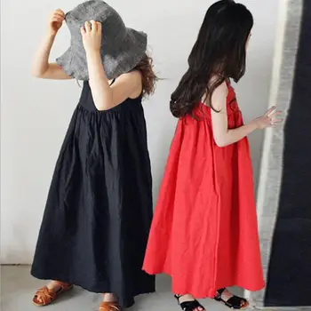 2-11 ani 2018 Vară pentru Copii Toddler Teen Fete Princess Dress Black Red Copii Rochii de Plaja Pentru Fete Haine pentru Copii JW3840A