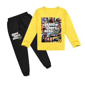 2-16Y 2020 Moda Grand Theft Auto V GTA 5 T Shirt Pantaloni 2 buc Set Copii cu Maneca Lunga Topuri Băieți Fete Pantaloni Jambiere Seturi