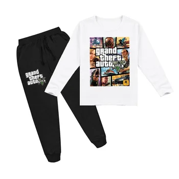 2-16Y 2020 Moda Grand Theft Auto V GTA 5 T Shirt Pantaloni 2 buc Set Copii cu Maneca Lunga Topuri Băieți Fete Pantaloni Jambiere Seturi