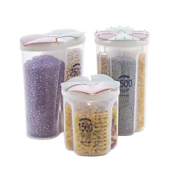2/3/4Grids/pc Separat Transparente de Depozitare a Cerealelor Sticlă de uz Casnic Alimente Umiditate-Dovada Sigilat Cutii de Cereale Uscate Măsură Cupe Cutie