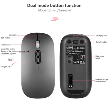 2.4 G Mouse Wireless Bluetooth Reîncărcabil Silent Mouse-ul Șoareci Cu Receptor Pentru Laptop PC-ul Mouse-ului de Calculator Pentru Telefonul Mobil
