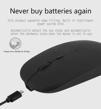 2.4 G Mouse Wireless Reîncărcabilă, Încărcare Ultra-Subțire Silent Mouse-ul Mut Biroul Notebook Soareci Opto-electronice pentru Acasa sau Birou