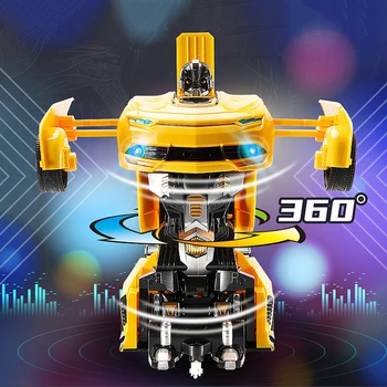 2.4 Ghz Inducție Transformare Masina RC Robot 28cm Lumini Led-uri de Muzică Roboți fightint Deformare Autoturisme Control de la Distanță Jucării pentru Băieți