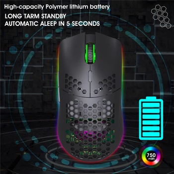 2.4 GHz Wireless Mouse de Gaming 7 Butonul 3200 DPI Reglabil RGB cu iluminare din spate Reîncărcabilă Mouse-ul Ușor de Fagure de miere Shell Gamer Soareci