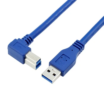 2,5 m, USB 3.0 Type a Male B Male Unghi de 90 de Grade de Date Cablu Adaptor pentru Hard Disk Docking Station Ecranat Albastru