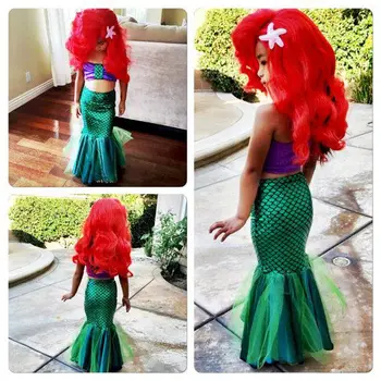2-7ani Fete Costume Mica Printesa Ariel Rochie Copii în Costume de baie Sirena Ariel Cosplay Mermaid Dress Set Haine Fete