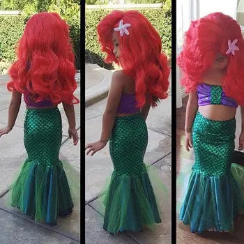 2-7ani Fete Costume Mica Printesa Ariel Rochie Copii în Costume de baie Sirena Ariel Cosplay Mermaid Dress Set Haine Fete