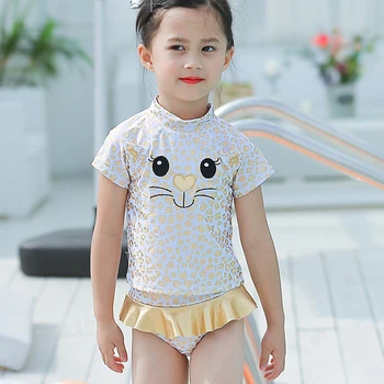 2-8 Ani Copii Fete De Costume De Baie De Desene Animate Pisica Leopard De Imprimare Stilul Copii Costume De Baie Copii Mici Drăguț Copii Hot Springs Costume De Baie