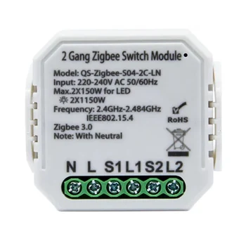 2 Banda Smart Switch Întrerupător de Module Neutre, cu Automatizare Tuya ZigBee APP Control de la Distanță pentru Alexa Google Acasa IFTTT