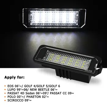 2 buc 18SMD Erori LED Numărul de Înmatriculare lămpi de Lumină pentru Golf MK4 MK5 MK6 Passat Polo CC, Eos, Scirocco, Numărul de Înmatriculare