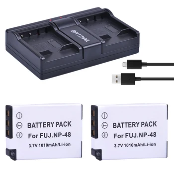 2 buc 3.7 V 1010mAh NP-48 NP48 NP 48 Baterie + Dual USB Încărcător pentru Fujifilm NP-48, FNP48, BC-48 Fujifilm XQ1, XQ2 Camere Digitale