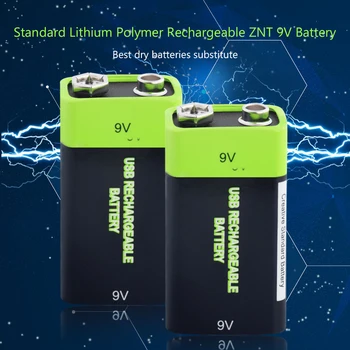 2 Buc 9v 600mah baterie Reîncărcabilă ZNT Baterie de 9 V USB Acuzat Li-ion, Litiu Polimer Baterii Lipo Cu Cablu Micro USB Încărcător