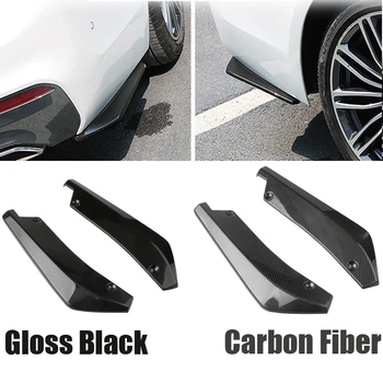 2 BUC Auto Universal Bara Spate Buza Unghi Repartitoare Difuzor de Protecție din Fibră de Carbon Negru Lucios Aripioarele Extensii Laterale