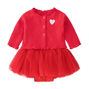 2 BUC Baby Girl Dress+Cardigan 0-12M Bumbac Nou-născut Haine de Fata Ochiuri Maneca Lunga Rochie de Printesa Fete Haine pentru Copii Seturi