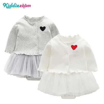 2 BUC Baby Girl Dress+Cardigan 0-12M Bumbac Nou-născut Haine de Fata Ochiuri Maneca Lunga Rochie de Printesa Fete Haine pentru Copii Seturi