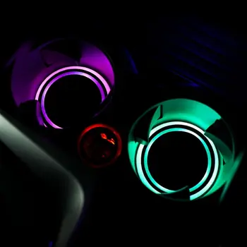2 buc Car LED Lumina Cana Pad Auto Sticla roller-Coastere Drăguț Cupa Mat Acoperire de Iluminat Lampa de Styling Auto Interior Atmosfera Decor