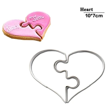 2 Buc Inima Cookie Matrite Dreapta La Stânga Inima În Formă De Cookie-Cutter De Dragoste Haioase De Nunta Puzzle-Uri Romantice Cookie-Uri Mucegai Biscuiți Timbru