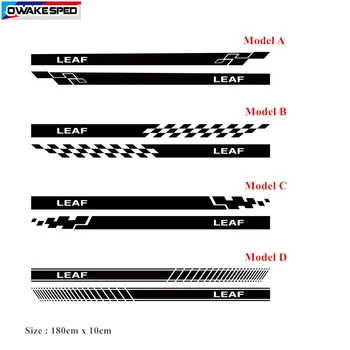 2 buc/lot Masina de Partea Corpului Autocolant Pentru Nissan Leaf Sport Dungi Decalcomanii de Curse de Styling Auto Ușa Fusta Autocolante