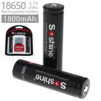 2 buc/lot Soshine 1800mAh LiFePO4 3.2 V 18650 Baterie Reîncărcabilă cu Protected PCB + Acumulator Portabil Cutie