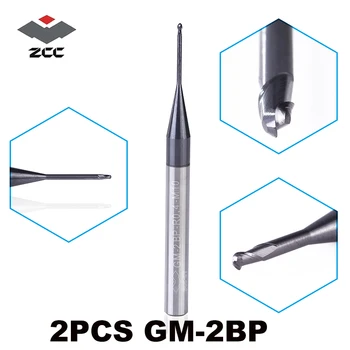2 buc/lot ZCCCT GM-2BP R1.0-R2.5 tungsten din oțel 2 flaut minge nas lung, gâtul scurt, marginea de taiere acoperit end mill instrumente de tăiere cnc