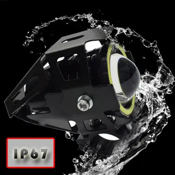 2 BUC Motocicleta Far MOTO U7 Înger Diavolul Ochi DRL Spoturi LED Motocicleta Lampa de Conducere Ceață de Lumină 12V 24V