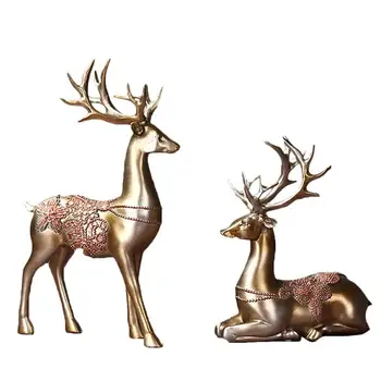2 buc Ornamente de Crăciun, Două Căprioare Ornament Decor Acasă Cerb Ornament Pentru Camera Navidad 2020 Cadou de Crăciun