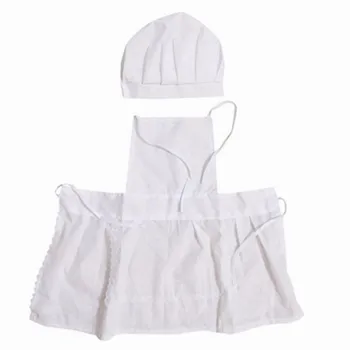 2 buc/set Baby Chef Șorț+Palarie Pentru Copii de culoare Albă Găti Palarie Fete Baieti Capac Nou-născut Recuzită Fotografie Costum Pentru 0-12 luni Copilul