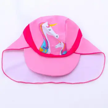 2 buc/Set Copil Fata de Costume de Salopeta + de protecție Solară Pălărie Maneca Lunga Desene animate cu Unicorn-O singură Bucată de Costume de baie pentru 3-11 Ani cu Pălărie